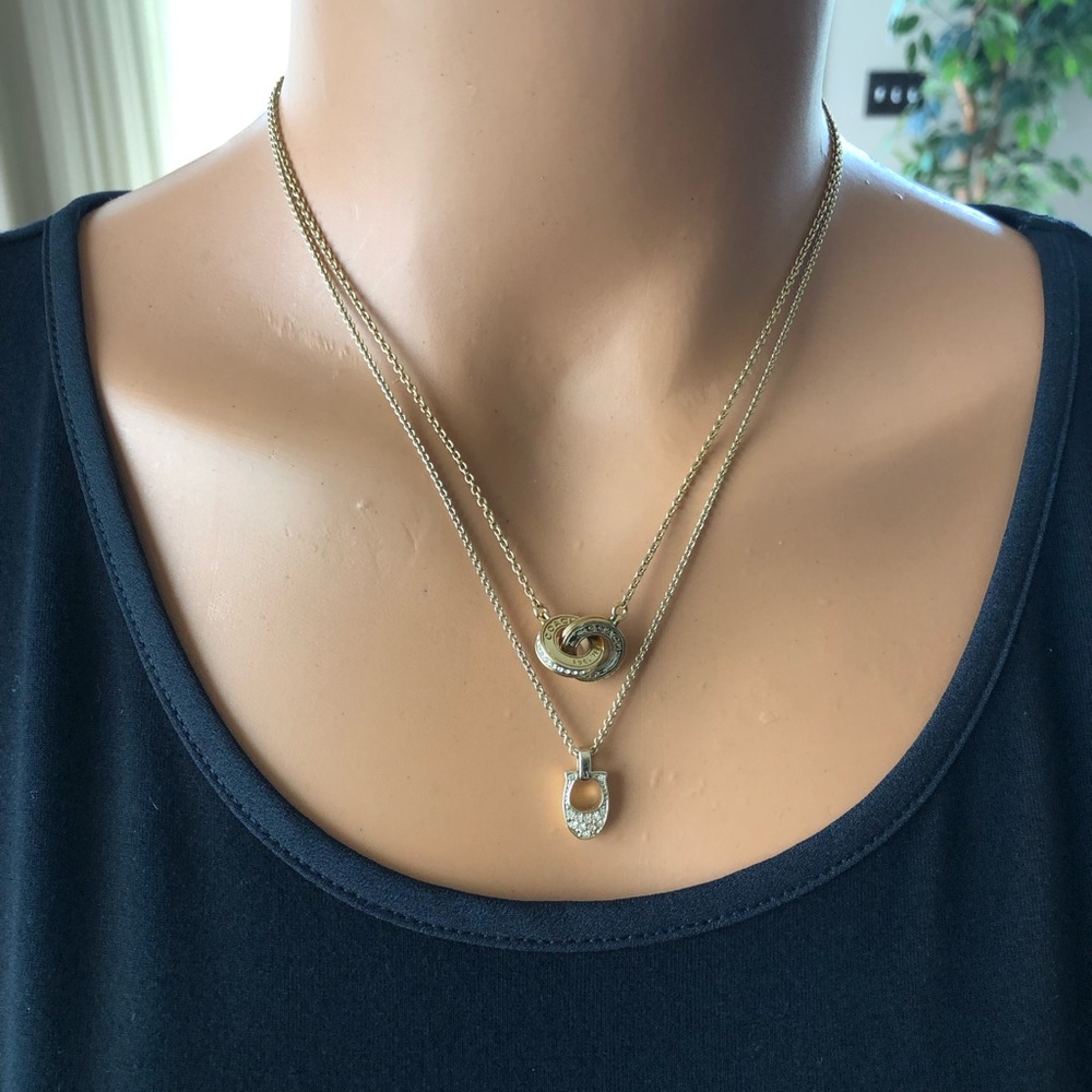 Set of 2 COACH Necklaces Gold with Pendant 16” 18”